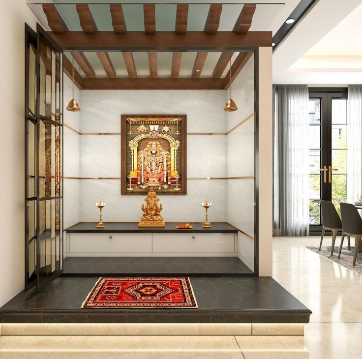 Pooja Room Interior Design That Feels Like Home in Kerala Houses 1 pooja room interior design
